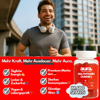 aura™ Multivitamin Gummies – Energie, Immunstärke & Schönheit in 2 Gummies | 60Stk.
