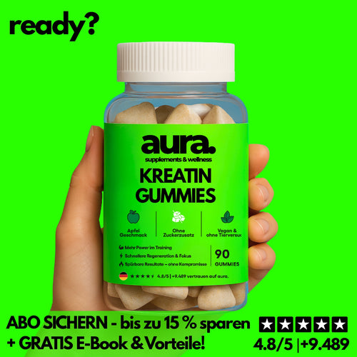 aura™ Kreatin Gummies – Mehr Power, Fokus & Leistung ohne Pulver oder Shakes | 90. Stk