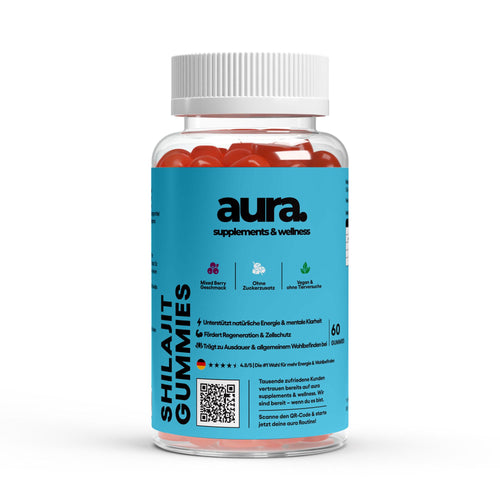 aura™ Shilajit Gummies – Natürliche Energie, Fokus & Vitalität in 2 leckeren Gummies | 60Stk.