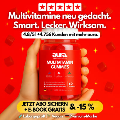 aura™ Multivitamin Gummies – Energie, Immunstärke & Schönheit in 2 Gummies | 60Stk.