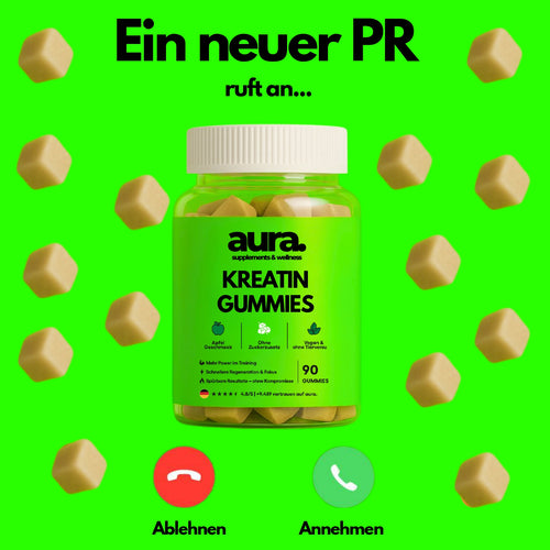 aura™ Kreatin Gummies – Mehr Power, Fokus & Leistung ohne Pulver oder Shakes | 90. Stk