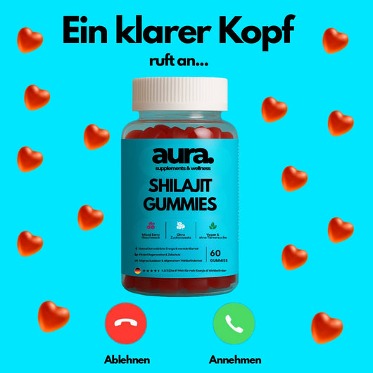 Aura™ Shilajit Gummies – Natürliche Energie, Fokus & Vitalität in 2 leckeren Gummies | 60Stk.