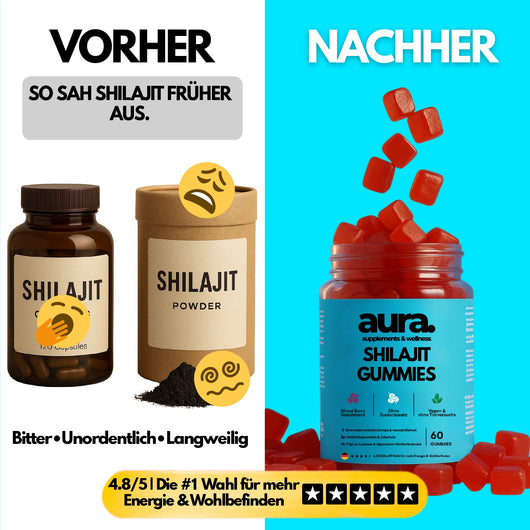 Aura™ Shilajit Gummies – Natürliche Energie, Fokus & Vitalität in 2 leckeren Gummies | 60Stk.