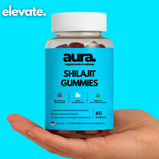 Aura™ Shilajit Gummies – Natürliche Energie, Fokus & Vitalität in 2 leckeren Gummies | 60Stk.