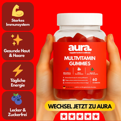 aura™ Multivitamin Gummies – Energie, Immunstärke & Schönheit in 2 Gummies | 60Stk.