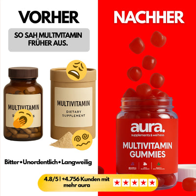 aura™ Multivitamin Gummies – Energie, Immunstärke & Schönheit in 2 Gummies | 60Stk.