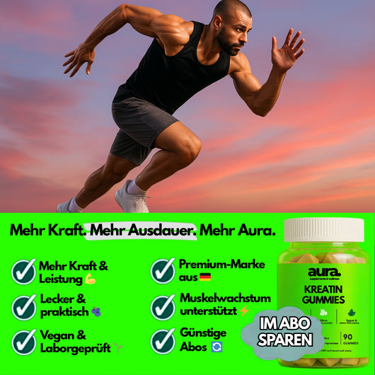 Aura™ Kreatin Gummies – Mehr Power, Fokus & Leistung ohne Pulver oder Shakes | 90. Stk