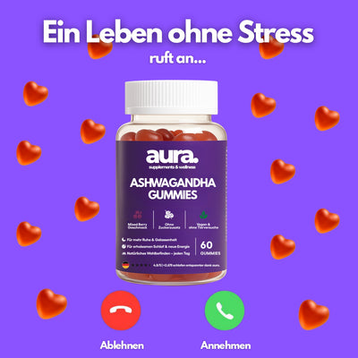 Aura™ Ashwagandha Gummies – Ruhe, Fokus & besserer Schlaf in 2 leckeren Gummies | 60Stk.