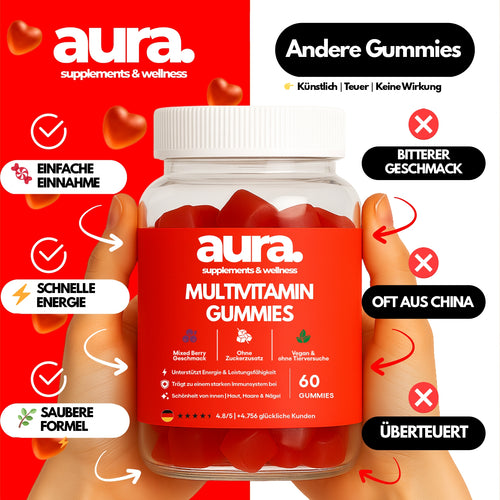 Aura™ Multivitamin Gummies – Energie, Immunstärke & Schönheit in 2 Gummies | 60Stk.