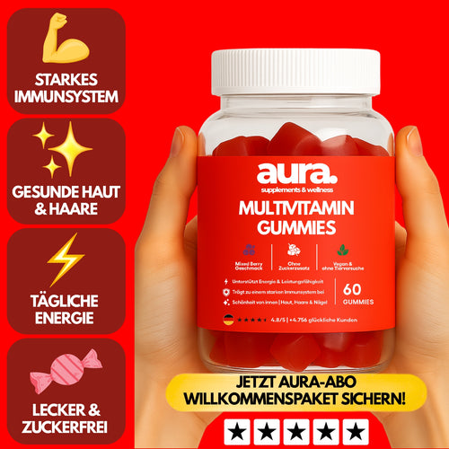 Aura™ Multivitamin Gummies – Energie, Immunstärke & Schönheit in 2 Gummies | 60Stk.
