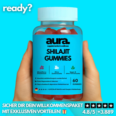 Aura™ Shilajit Gummies – Natürliche Energie, Fokus & Vitalität in 2 leckeren Gummies | 60Stk.