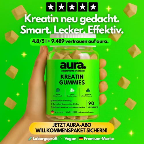 Aura™ Kreatin Gummies – Mehr Power, Fokus & Leistung ohne Pulver oder Shakes | 90. Stk