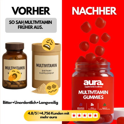 Aura™ Multivitamin Gummies – Energie, Immunstärke & Schönheit in 2 Gummies | 60Stk.